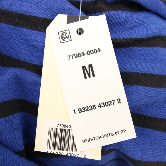 Levis Shirt Top Blouse Blue Black Stripes Striped Long Sleeve Boat Neck Size M - Picture 10 of 11